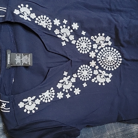 Premise Navy Embroidered Top - Picture 2 of 4